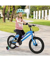 Hongge 16 Inch Kids Bike Led Lighted Adjustable with Training Wheels for 4-7 Years Old Kids-16 inches