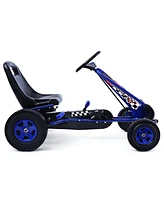 Hongge 4 Wheels Kids Ride On Pedal Powered Bike Go Kart Racer Car Outdoor Play Toy-Blue