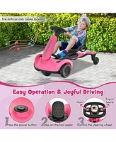 Hongge 6V Kids Ride on Drift Car with 360° Spin and 2 Adjustable Heights-Pink