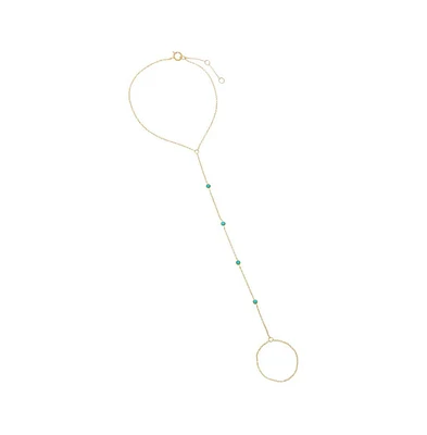 Turquoise Multi Embedded Hand Chain 14K