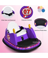 Hongge 12V Electric Kids Ride On Bumper Car with Flashing Lights for Toddlers-Purple