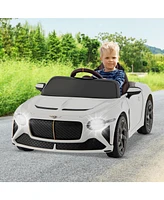 Hongge 12V Powered Car Kids Ride-on Racer Car Licensed Bentley Bacalar-White