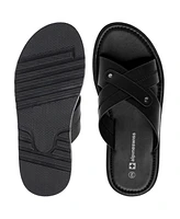 Alpine Swiss Men's Saul Faux Leather Slide Sandals Dressy Indoor Outdoor Shoes