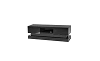 Slickblue 51.18-Inch Black Modern Tv Stand with Led Lights and High Glossy Front, Perfect for Lounge Room, Living Room, or Bedroom