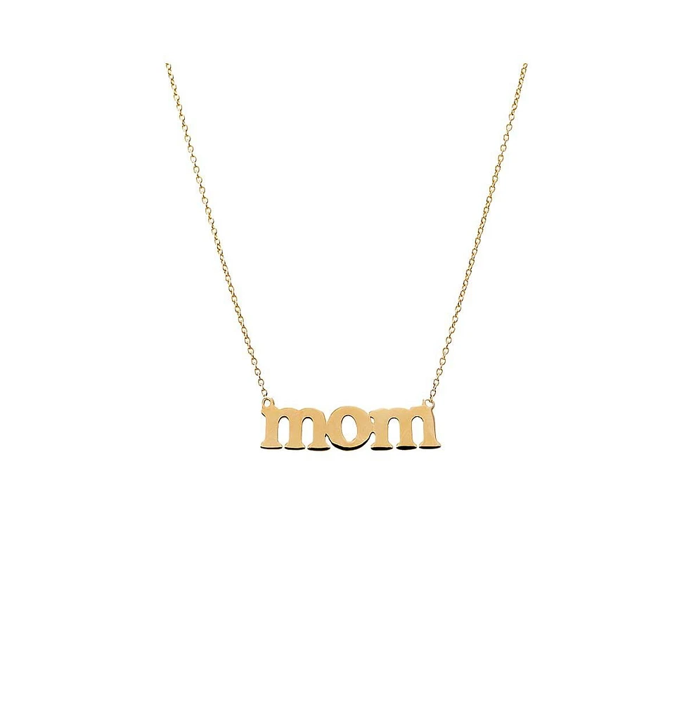 By Adina Eden Solid Lowercase "Mom" Necklace 14K