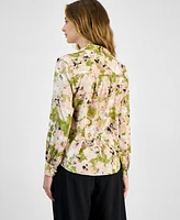 Bar Iii Women's Floral Tie-Neck Blouse, Exclusively at Macy's