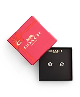 Coach Faux Stone Signature Pave Star Stud Boxed Earrings