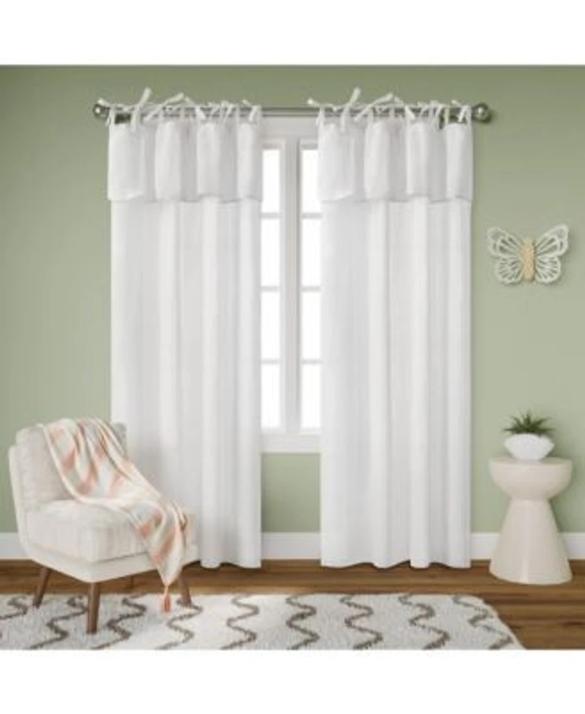 Awesome Home Recycled Cotton Blend Ruffle Tie Top Curtains Pair Bleached Mauve 52 Xd784