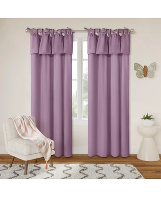 Awesome Home Recycled Cotton Blend Ruffle Tie Top Curtains Pair, Bleached Mauve, 52"×84"