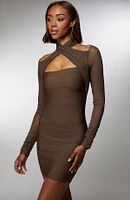 bebe Women's x Ciara Mesh Overlay Bandage Dress