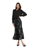 Mac Duggal Women's Paillette Sequin Midi Skirt