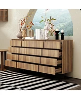 Homsee 70.9" Dresser with 12 Handleless Drawers, Wooden Storage Dresser for Bedroom Living Room