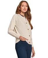 Jones New York Petite Saddle-Shoulder Cardigan Sweater