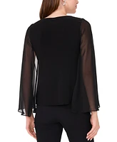 Msk Women's Crystal-Embellished Flutter-Sleeve Top