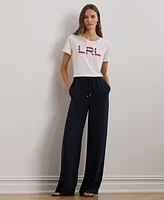 Lauren Ralph Women's Beaded-Logo Cotton Jersey Tee