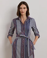 Lauren Ralph Women's Striped Cotton Broadcloth Shirtdress