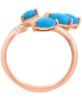 Effy Turquoise & Diamond (1/20 ct. t.w) Branch Statement Ring in 14k Rose Gold