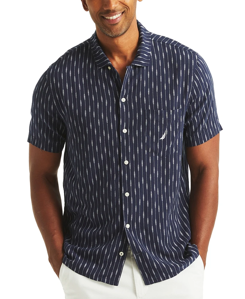 Nautica Men's Printed Linen Short Sleeve Shirt