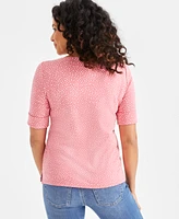 Style & Co Women's Printed Elbow-Sleeve Top, Exclusively at Macy's