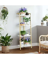 gaomon 4 Tier Bookshelf, Gold Narrow Bookshelf with Metal Frame, Small Bookshelf with Open Display Shelves, Bookcase