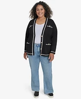 Karl Lagerfeld Paris Plus V-Neck Button-Front Cardigan, Exclusively at Macy's