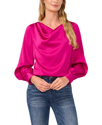 CeCe Women's Cowlneck Blouson-Sleeve Blouse