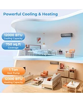 Costway Btu Wifi Enabled Mini Split Air Conditioner & Heater with Heat Pump