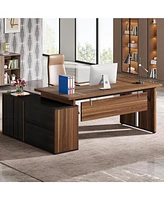 Tribesigns 78.7 Inch Executive Desk with Locking Drawer, L