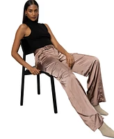 Sanctuary Women's Satin Wide-Leg Cargo Pants