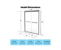 gaomon Frameless Sliding Shower Door,56-60" W x 72" H Double Sliding Shower Door, 5/16" (8mm) Thick Sgcc Tempered Glass - Explosion