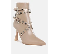 London Rag Jaunts Eyelets & Studs Harness Ankle Boots