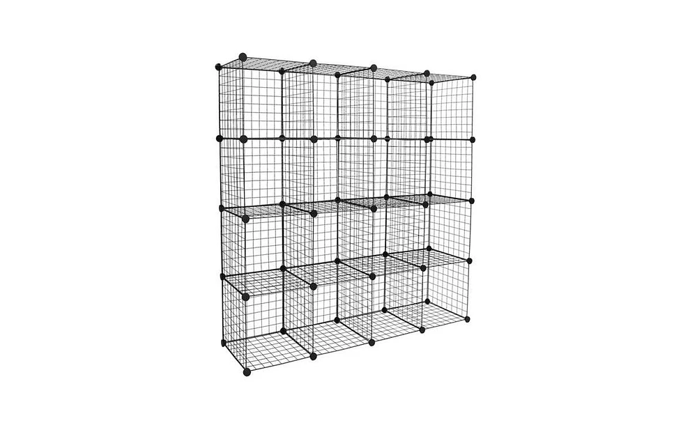 Slickblue 16-Cube Organizer Storage Shelves – Versatile Wire Cube Storage System for Home & Office
