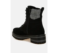 London Rag Mahisha Knitted Collar Zip-Up Hiker Boots