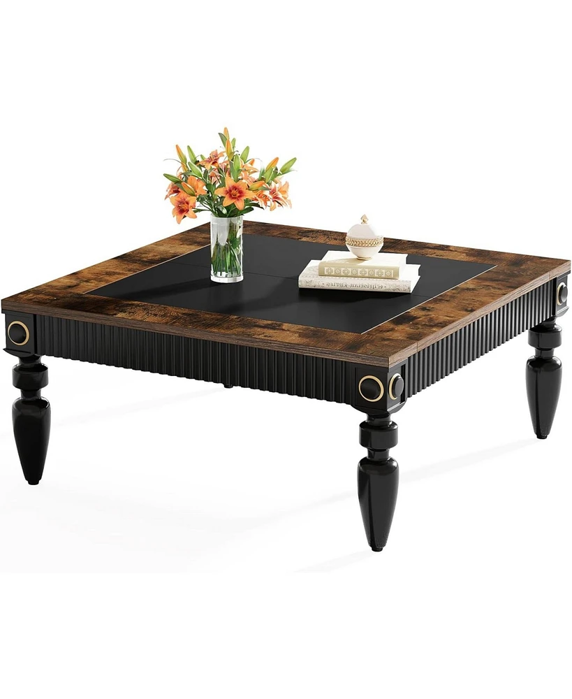 Tribesigns Square Coffee Table, 43 Inches Coffee Table with Solid Wood Legs for Living Room, Large Center Table Cocktail Tea Table Accent Table, Simpl
