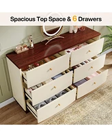 Tribesigns 55" Modern 6-Drawer Dresser Double Wide Chest of Drawers for Bedroom