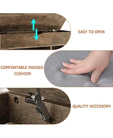 gaomon Storage Bench, Shoe Bench with Cushion, Entryway Bench with Lift-Top Storage Box & 2 Tiers Open Shoe Rack