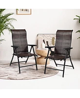 Sugift 2 Pieces Patio Rattan Folding Reclining Chair