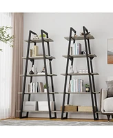 gaomon 5 Tier Ladder Bookshelf, Narrow Open Book Shelf, Tall Standing Bookcase with Steel Frame