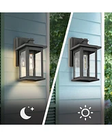 Flynama 1-Light Black not Motion Sensing Dusk to Dawn Outdoor Hardwired Wall Lantern Sconce with No Bulbs Included