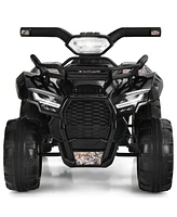 Hongge 6V Kids Atv Quad Electric Ride On Car with Led Light and MP3-Black