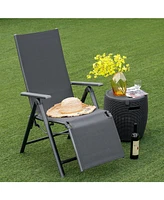 Inolait Outdoor Folding Lounge Chair with 7 Adjustable Backrest and Footrest Positions
