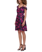 kensie Women's Floral Jacquard A-Line Dress