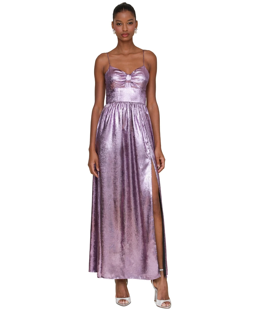 Avec Les Filles Women's Metallic Foiled Sleeveless Maxi