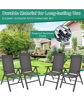 Sugift 2 Pieces Patio Folding Dining Chairs Aluminium Adjustable Back