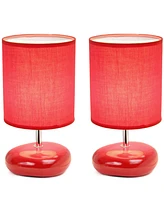 Creekwood Home 10.24" Traditional Mini Round Rock Table Lamp 2 Pack Set