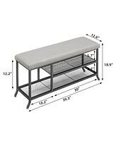 gaomon Shoe Storage Bench with Padded Seat, Shoe Rack Bench for Entryway, Shoe Storage Shelf with Metal Frame