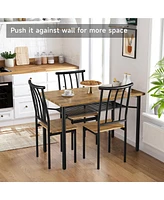 gaomon Dining Table Set for 4, Kitchen Table and Chairs with Wine Rack, 5 Piece Square Dining Room Table Set Brown