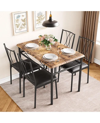 gaomon Dining Table Set for 4, Kitchen Table and Chairs, Dining Room Table Set with 4 Upholstered Chairs,Kitchen Table Set,Brown