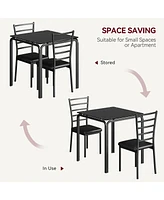 gaomon 3 Piece Glass Dining Table Set, Kitchen and Chairs for 2, Kitchen Table and Chairs Modern Room Sets Home, Party,Black