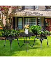 gaomon Cast Aluminum Patio Bistro Set with Umbrella Hole, 3 Piece Outdoor Bistro Set Rust-Resistant, Patio Table and Chairs, Black